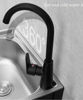Wall Mounted Outdoor Kitchen Faucet with Filter Durable and Wear Resistant Professional Grade Perfect for Outdoor Cooking and Gardening Easy Installation, 360-degree swivel, black finish.