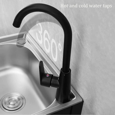 Wall Mounted Outdoor Kitchen Faucet with Filter Durable and Wear Resistant Professional Grade Perfect for Outdoor Cooking and Gardening Easy Installation, 360-degree swivel, black finish.