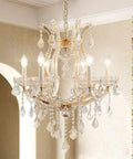Gold Crystal Chandelier Pendant Light D22 With Six Lights, elegant design hanging in dining room setting