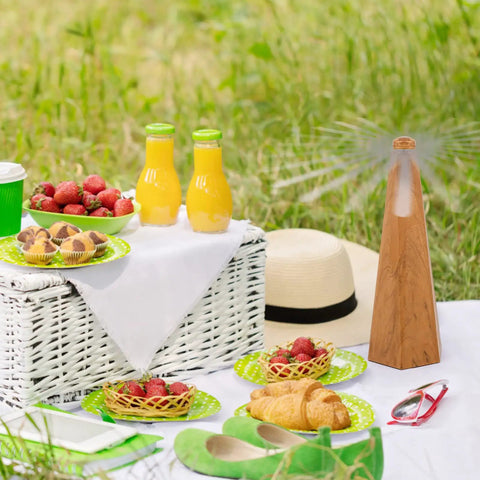 Outdoor picnic with Portable Fly Fans For Tables That Keep Your Food Clean Anywhere You Eat Outdoor Indoor Picnic Dinner And Classroom