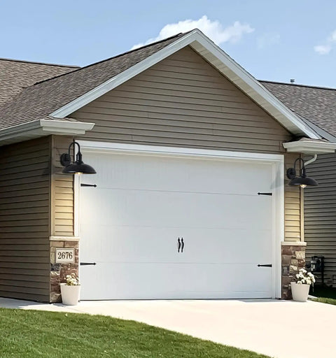 Gooseneck Barn Light Outdoor Fixture With Dusk To Dawn Sensor Black Retro Exterior Porch Garage Light on garage walls