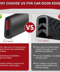 Comparison of Self Adhesive EPDM Rubber Edge Trim U Channel Edge Protector and another trim for car doors, black, with dimensions.