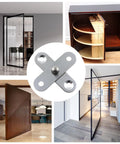 4 Piece Set 360 Degree Invisible Door Hinge Made From Stainless Steel 304 Concealed Pivot Hinge For Cupboard Doors Interior Doors And Screen Doors Built To Last Durable Corrosion Resistant Easy Install Hidden Hinge With Smooth Quiet Operation shown in installation examples including interior and cabinet doors.