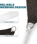 Close-up of 8 By 8 By 11 Foot Triangle Sun Shade Sail Canopy corner with double webbing, durable D-ring, and rope.