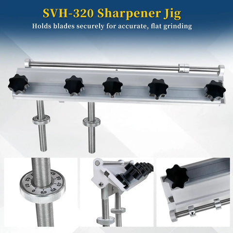 Pro Woodworker Game Changer Planer Blade Sharpener Jig With Rock Solid Knife Holder, SVH-320 for precise blade grinding.