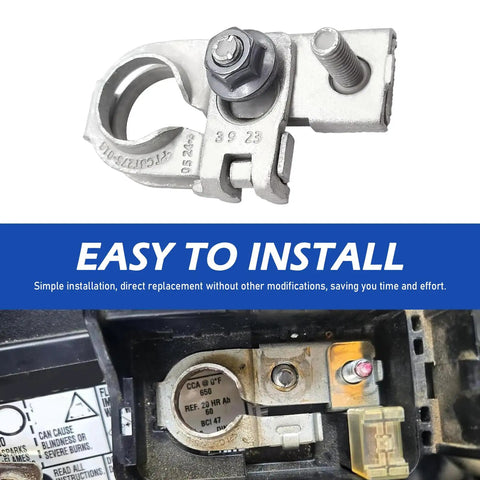 Premium Built Tough Positive Battery Terminal Connector For Genesis G80 G90 2015 2020 Galvanized Copper top view angle showing installation.