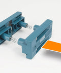 AU93 Edge Banding Trimmer with dual edge cutting, scraper for PVC, ABS, melamine, and veneer, shown with orange direction arrows