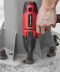 800W Electric Impact Wrench Heavy Duty Corded Tool with 450 Ft Lbs Max Torque in use on a metal bolt fastening a large structure