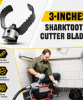 Top Shelf Three Inch Root Cutter Machine Attachment For Kick Serious Gunk And Grease Buildup Drain Auger Replacement Accessory seen with Sharktooth cutter blade.