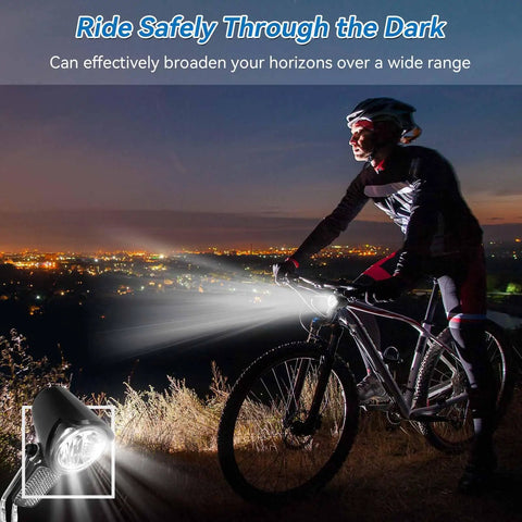 Cyclist using Ultra Bright Front Bike Headlight For Night Riding On 6 To 60V Electric Bikes Waterproof LED Front Light