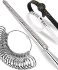 Pro Grade Ring Sizer Tool Kit With Magnified Glass, 27 Piece Premium Steel Ring Measurement Set, includes mandrel and gauges