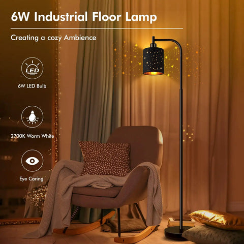 Industrial Floor Lamp With Adjustable Three Light Tree Stand For Living Room And Bedroom Modern Tall Rustic Pole Lamp 4W E12 LED Bulbs Vintage Farmhouse Style Reading Lamp Ambience Light next to brown chair