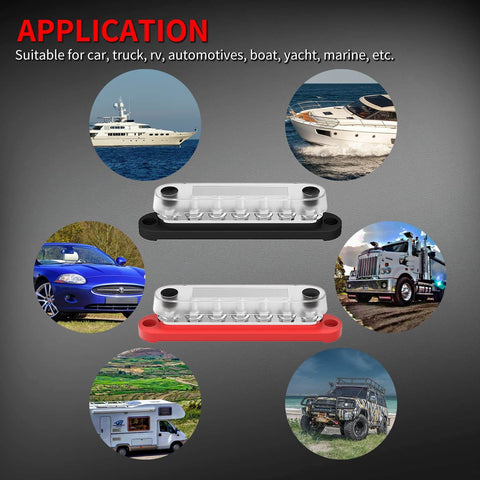 Battery Bus Bar Terminal Block Set With Cover 12V To 48V Positive And Negative Power Distribution Block for automotive applications