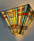 Tiffany Style Wall Sconce With Stained Glass Shade, Mission Inspired Lamp For Living Room Or Bedroom, 1 Light Fixture Delivers Cozy Warm Glow