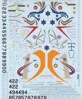 F-161 SUFA 1/32 Scale Model Kit decals with dual-seat fuselage and cockpit details, including Cartograf insignia and numbers.