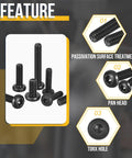 Badass M6 X 25 Millimeter Pan Head Torx T30 Security Screws Black oxide coated with pan head and Torx hole for secure fastening.