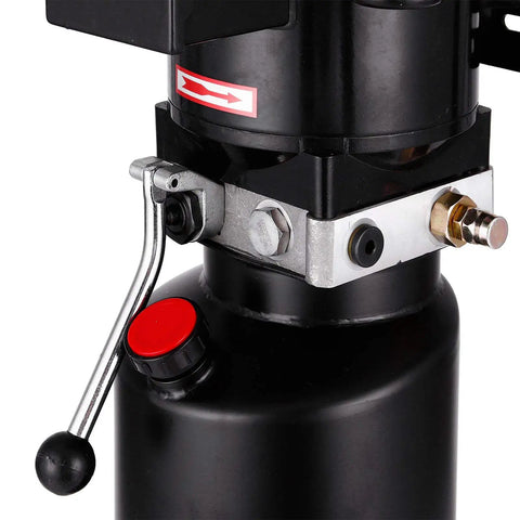 Close-up view of the Heavy Duty 220V Hydraulic Pump with controls and 10L steel oil tank for auto repair use.