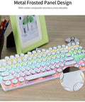 Killer Mechanical Gaming Keyboard With 107 Keys Wired Blue Switches Hella Smooth Typing And Dope Dynamic Backlight Tough Metal Frame Built For PC And Mac Players To Dominate Every Match. Close-up of the metal frosted panel design and colorful backlighting.