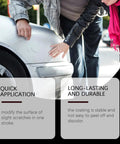 Two people applying Quick Hit Auto Scratch Remover Pen 3 Pack Magic Paint Touch Up Tool on a silver car scratch.