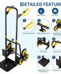 Stair Climbing Dolly For Heavy Loads, Rugged Hand Truck With 770 Lb Capacity, showing ergonomic grip and upgraded features