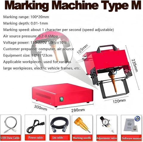 Portable Air Powered Engraver With Rock Solid Pneumatic Dot Peen Head For Sharp Metal Marking And Vin Engine Number Etching Featuring Durable Carbide Tips For Zero Hassle Pro Jobs Daily with specifications layout.
