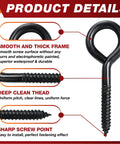 Heavy Duty 6 Inch Screw Eyes Hooks Set PAMAZY With 700 Lbs Load Capacity 4 Pieces Self Tapping Eye Bolts close-up view