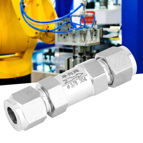 Stainless steel check valve with BSPP female threads, 3/8 inch, for water, oil or gas