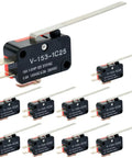 10Pcs Micro Limit Switch Kit SPDT 1NO 1NC with Lever Momentary Type 15A 250V AC Micro Switches Model V1531C25