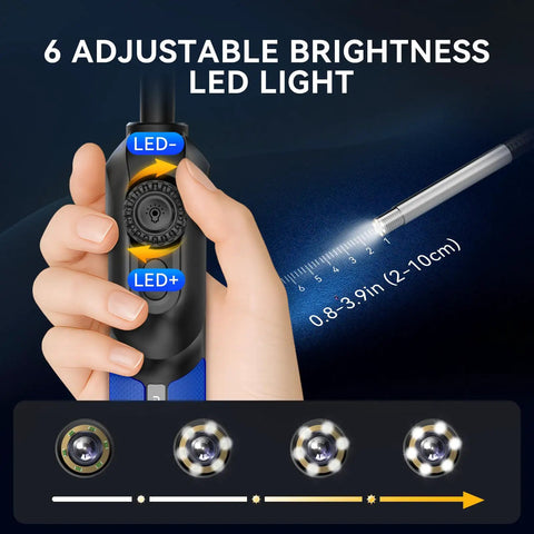 Ultra Slim 5.5mm USB Endoscope Borescope With 6 LED Lights showing adjustable brightness control