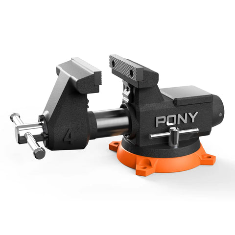 Beefed Up Heavy Duty 4 Inch Bench Vise With 4400 Lbs Clamping Power, 360 Degree Rotating Base And Anvil, 4 Inch Jaw Opening