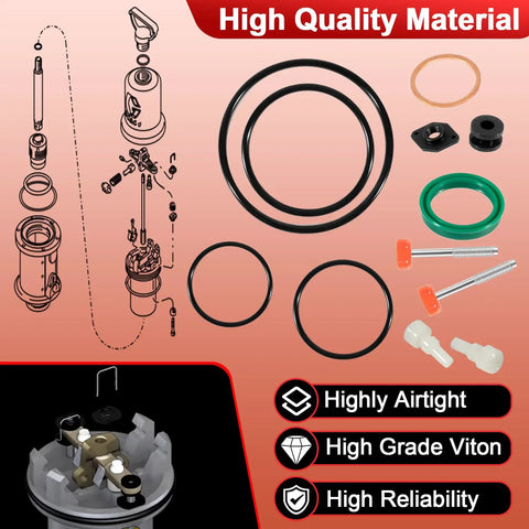 Heavy Duty Repair Kit for Graco Fire Ball 300 5 to 1 Pumps Fits Fire Ball Pro Grade Upgrade 203857 203872 203876 204254 222087 Includes Upper and Lower Seal Assemblies Viton and Urethane Parts, seal kit parts laid out
