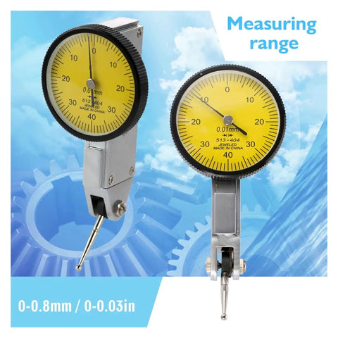Dial Indicator Magnetic Holder And Bore Gauge Kit For Precision Measurements, 0-0.8mm Range, with yellow dial faces and movable probe