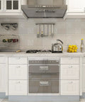 Modern kitchen with 10 Pack 2 Inch Slick Satin Nickel T Bar Cabinet Knobs And Drawer Pulls on white cupboards