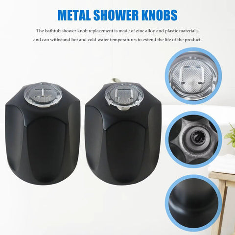 Upgrade Your Bathroom With This Easy-Install Matte Black HotioGa Shower Handle Kit Compatible With Pfister Verve, Featuring 2-Piece Knobs And Bases For A Sleek Modern Look That Truly Rocks! black metal shower knobs, 2-piece set