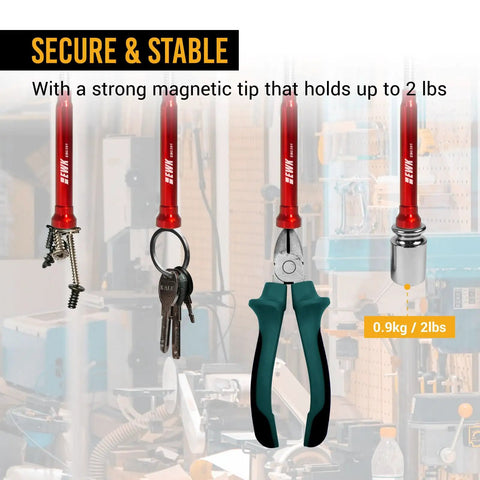 Magnetic Flexible Claw Grabber Go To Pick Up Tool With Led Light 28 Inch Reach Bendable Four Finger Retrieval Gadget For Reaching Tight Spots And Retrieving Small Parts Like Screws Nuts And Debris