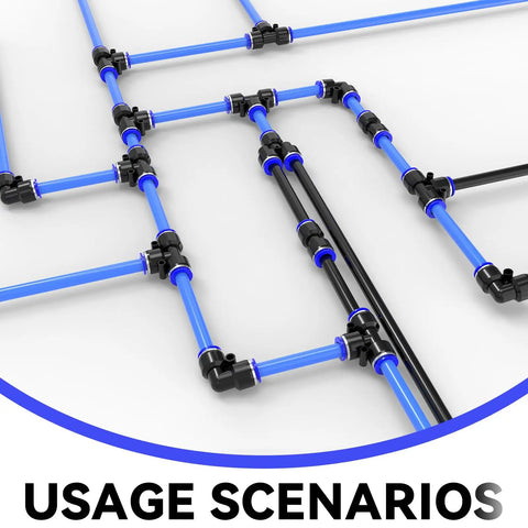 30 Pack 8mm Tube OD Straight Push To Connect Pneumatic Quick Connect Fittings Set With Union And Coupler Air Line Hose Fittings For Workshop Auto Shop Use in blue air line setup