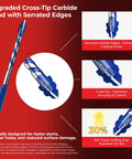Cross-Tip Carbide Masonry Drill Bit Set, 10-Piece from 5/32 to 1/2 Inch, versatile for tile concrete brick and wood, hex shank.