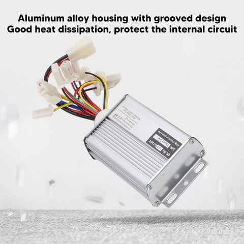 36V 1000W Brushed Motor Controller With Throttle Hand Grip Kit For Electric Bikes Scooters Go Karts showing aluminum alloy housing.