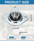 Two Pack Pillow Block Bearing Set With Three Quarter Inch Bore, Steel Flange Mounted Housing, Includes Wrench, ABEC 3