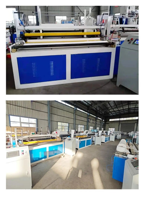 Rock Solid Mini Toilet Paper Making Machine With No Sweat Automatic Rewind Emboss Cutting Setup For Heavy Duty Small Batch Tissue Production Runs Now in production hall.