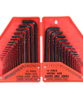 Top Tier 30 Piece Hex Wrench Set With Inch And Metric Combo For Heavy Duty Furniture Assembly Home Repairs And Pro Use High Strength 45 Steel Long Short Arm Tool Kit, 30-piece inch and metric hex keys in red case