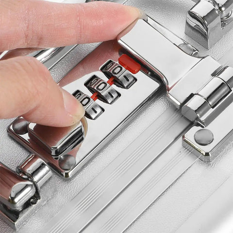 Tough As Nails Aluminum Tool Chest With Comfortable Grip Handle And Solid Metal Latch Portable Hard Storage Case For Go Everywhere Outdoor Excursions And Projects, showing secure metal lock and handle detail.