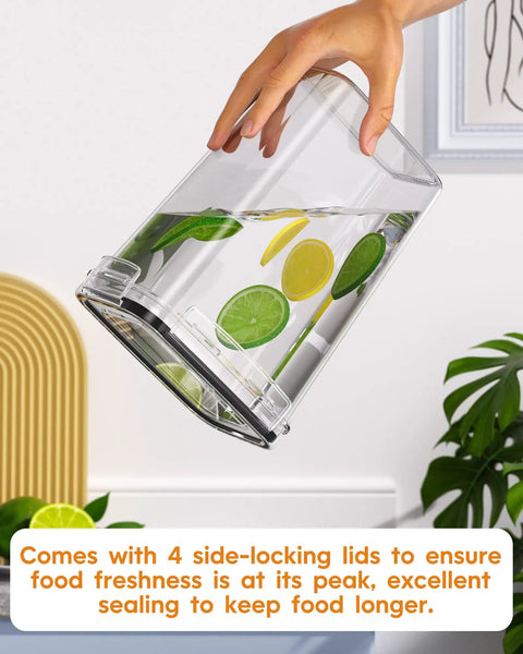 Clear airtight container with lime and lemon slices demonstrating sealed freshness, part of the Airtight Food Storage Containers With Lids 24 Pack.