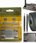 Image of Heavy Duty 5 Piece Lighter Repair Kit With Dual Steel Wheels including steel tools and a repair base plate for Zippo lighter restoration.