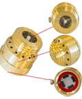 Close-up of 2 Pack Faucet Vacuum Breaker Backflow Preventer For Three Quarter Inch Solid Brass Hose Bib Garden Spigot And RV Water Lines.