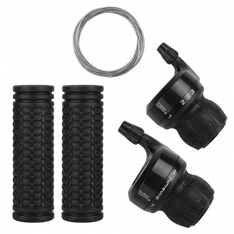 21 Speed Twist Shifter Set With Left And Right Revoshift Grips For Mountain And Hybrid Bikes 3x7 Gear System Includes Cable