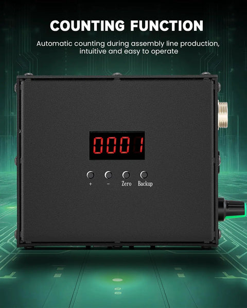 Counting function display close-up on 39 Inch Belt Conveyor With Sensor And Variable Speed, Desktop PVC Conveyor for Packaging Line