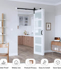 Bifold Barn Door 48x84 Inches Double Panel With Sliding Hardware Kit, installed in modern kitchen