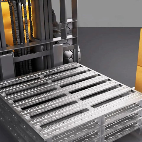 Heavy Duty Steel Forklift Pallets Built Like A Tank For Grindy Warehouse Operations with a robust surface for heavy gear.