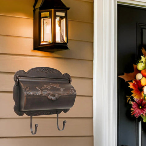 Hummingbird Horizontal Wall Mount Mailbox Copper Aluminum Outdoor Letter Box With Rust Free Finish Brass Hardware installed